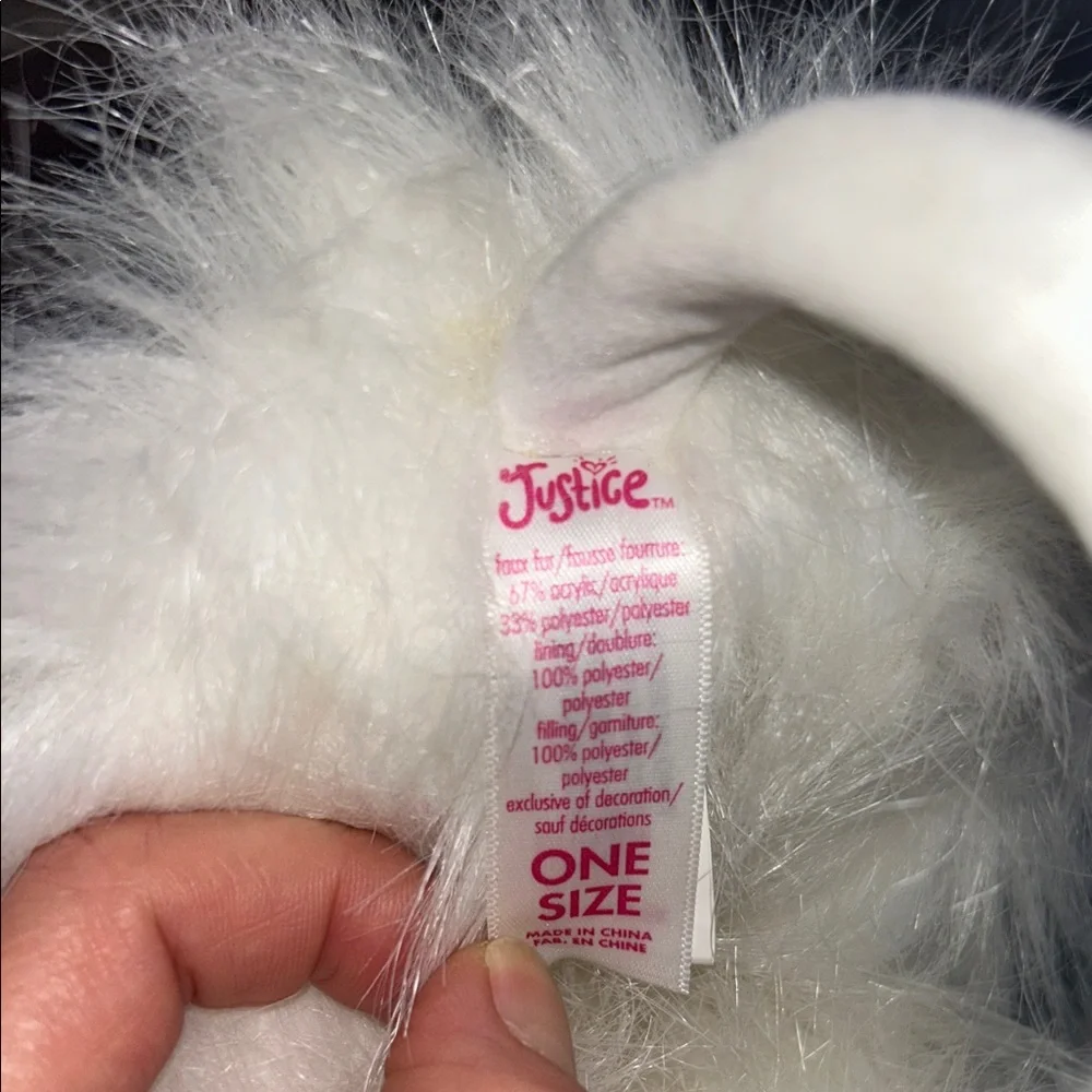 Justice For Girls Plush Unicorn Pompom Earmuffs white and gold NWOT
